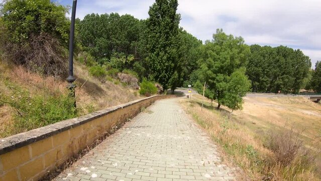 Camino de Madrid - a path leaving A&ntilde;e village, province of Segovia, Castile and Le&oacute;n, Spain