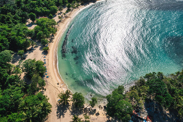 Playa Rincon beach Dominican republic aerial shot from drone - obrazy, fototapety, plakaty