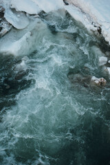 water flows in a mountain river