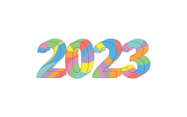 3d drawing of colorful number 2023 - year 2023.