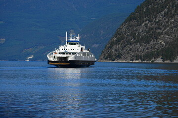 Ferry between Laerdal and Sogndal crossing  Sognefjorden, Laerdal Municipality, Vestland County, Norway