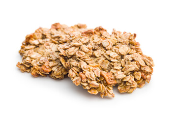 Oatmeal cookies isolated on white background.