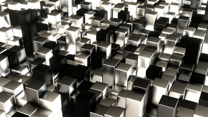 Würfel, Balken, Box, Quadratisch, Geometrie, Anordung, 3D, dynamisch, Quader, metall, mosaik, Architektur, schwarz, weiß