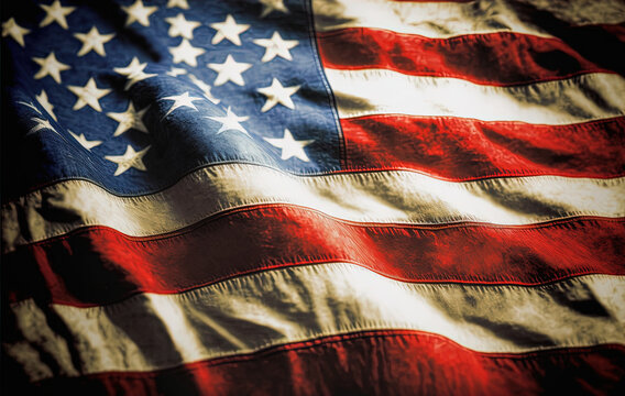 ai generative illustration of American flag, background image