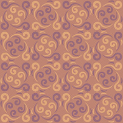 Seamless tile pattern in traditional style. Simple abstract spiral shapes. Flat vector graphics.