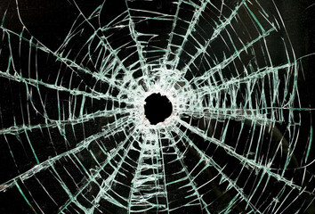 Glass shattered by a bullet example