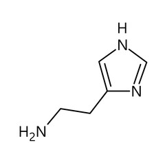 Histamine molecular structure. Histamine is organic compound involved in local immune responses, regulating physiological functions and acting as neurotransmitter. Vector structural formula of