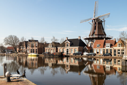 Windmill - De Vlijt, along the harbor in the center of the Dutch city of Meppel.