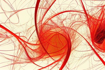 Abstract fractal swirly red composition. Blood veins concept. Generative AI