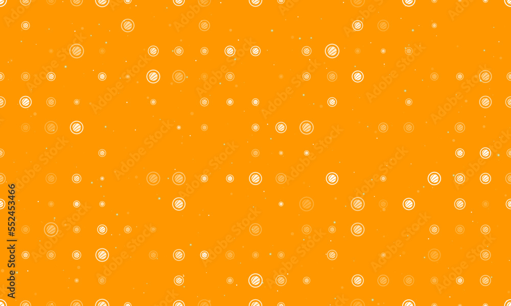 Poster seamless background pattern of evenly spaced white sushi roll symbols of different sizes and opacity