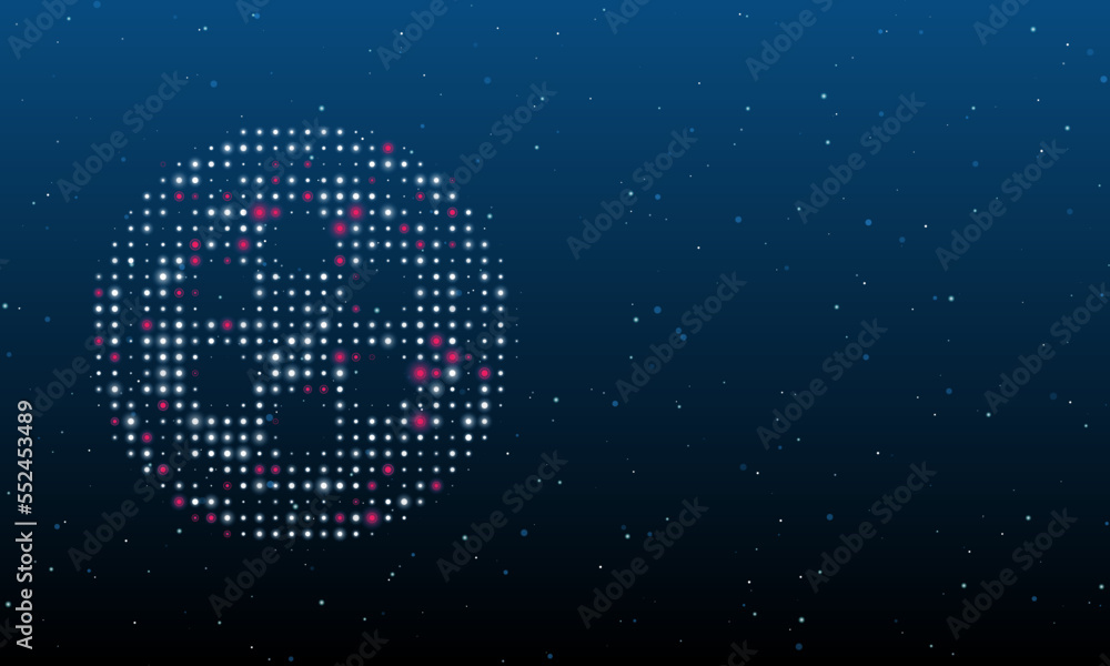 Poster on the left is the optic cable symbol filled with white dots. background pattern from dots and circl