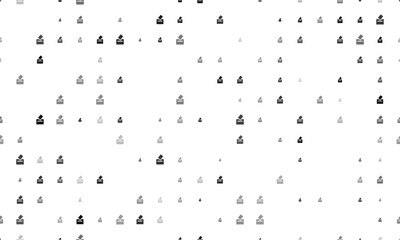 Seamless background pattern of evenly spaced black vote symbols of different sizes and opacity. Vector illustration on white background