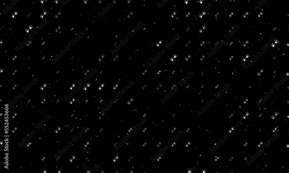 Aufkleber seamless background pattern of evenly spaced white frog tracks symbols of different sizes and opacit