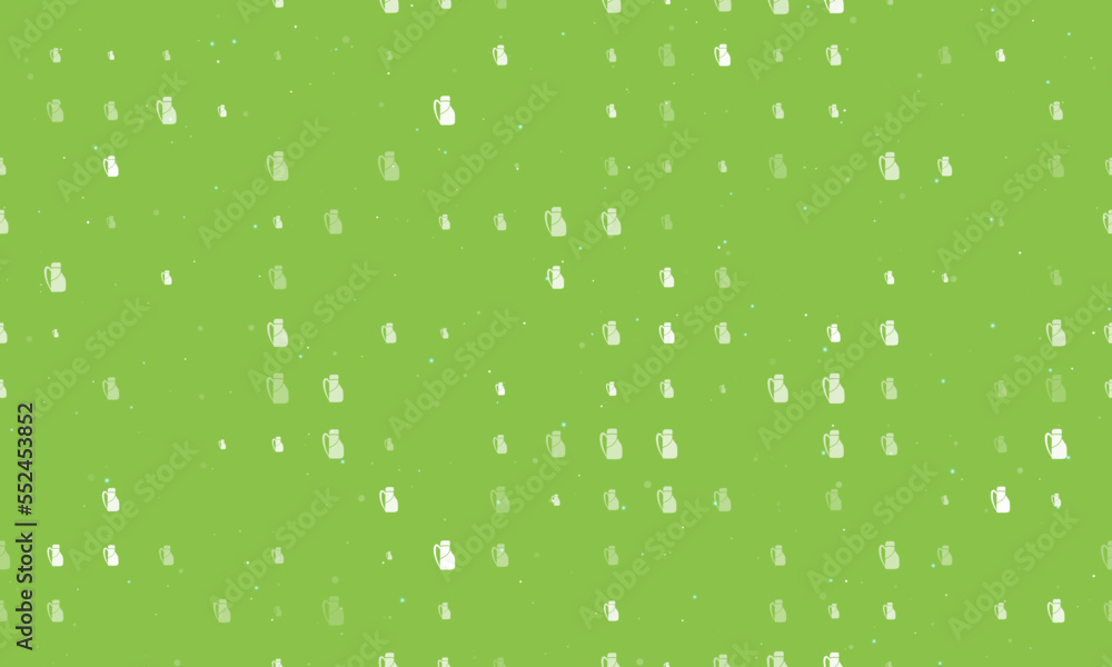 Poster seamless background pattern of evenly spaced white travel backpack symbols of different sizes and op