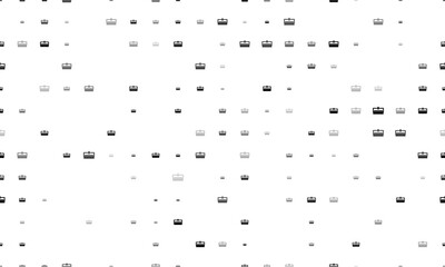 Seamless background pattern of evenly spaced black cnc machine symbols of different sizes and opacity. Vector illustration on white background