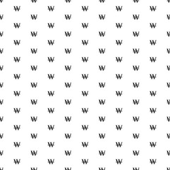 Square seamless background pattern from geometric shapes. The pattern is evenly filled with big black Korean won signs. Vector illustration on white background