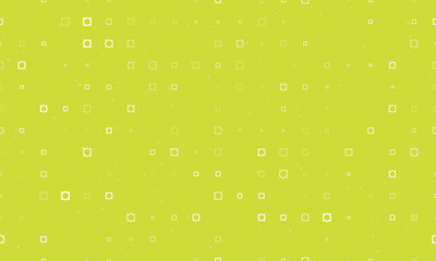 Seamless background pattern of evenly spaced white currency signs of different sizes and opacity. Vector illustration on lime background with stars
