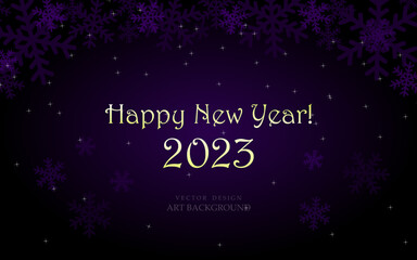 Naklejka na ściany i meble Vector illustration. Happy New Year backgound, Snowflakes on a dark purple background with a soft gradient. Banner, printing of advertising materials, announcements, posters, signs.