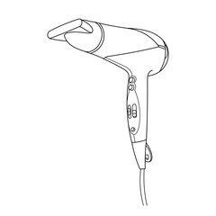 Hand drawn electric hairdryer. 3d view. Outline vector doodle illustration.	