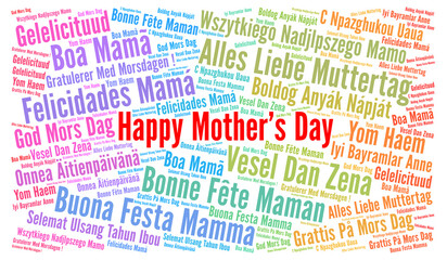 Fototapeta premium Happy mother's day word cloud in different languages 