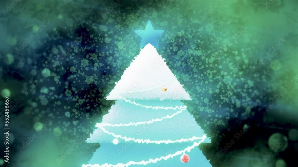 Poster happy new year on background of bokeh and christmas tree. motion. christmas tree. festive animation 