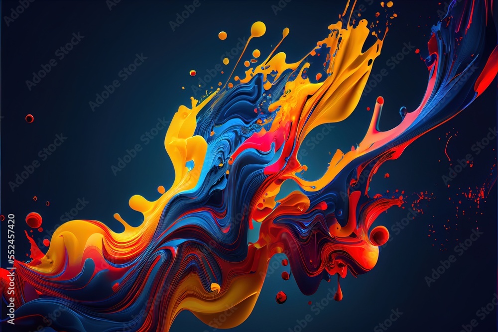 Aufkleber a colorful abstract painting with a blue background and a black background with a red. generative ai