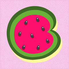 Watermelon fruit style alphabet text, letter C