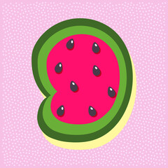 Watermelon fruit style alphabet text, namber 9