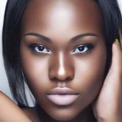 Sensual black girl close up. Portrait of a woman. AI Art.