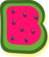 Watermelon fruit style alphabet text, letter B