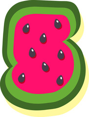 Watermelon fruit style alphabet text, namber 5
