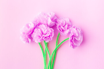 Bouquet of easy paper flowers craft for kids. Mother's day. Happy birthday