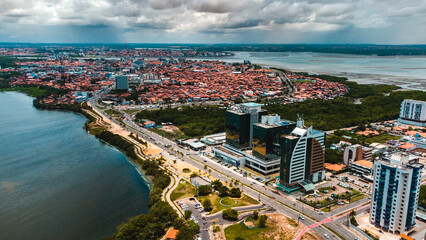 Obraz premium Praia Bairro Ponta dAreia Litoral Sao Luis Maranhao Nordeste Pradios Imobiliario Construcao Arquitetura Paisagem Engenharia Vista Aerea Turismo Viagem Viajar Lagoa Lagoa Jansen Drone