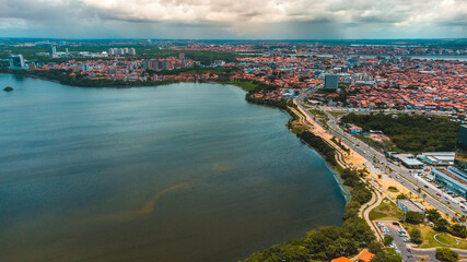 Obraz premium Praia Bairro Ponta dAreia Litoral Sao Luis Maranhao Nordeste Pradios Imobiliario Construcao Arquitetura Paisagem Engenharia Vista Aerea Turismo Viagem Viajar Lagoa Lagoa Jansen Drone