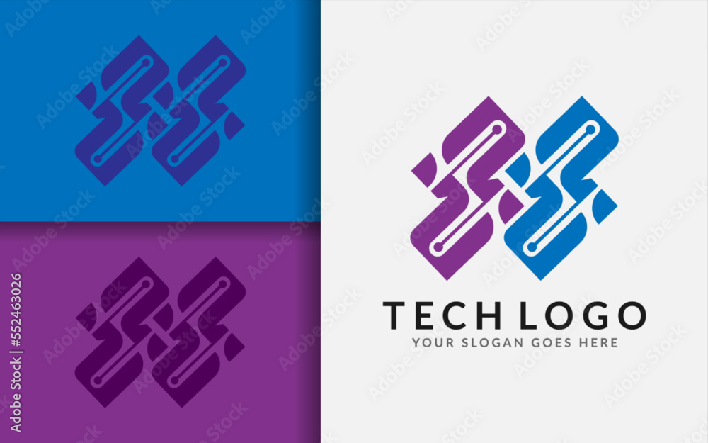 Poster Abstract Initial Letter S Logo Design with Modern Tech Style Concept.