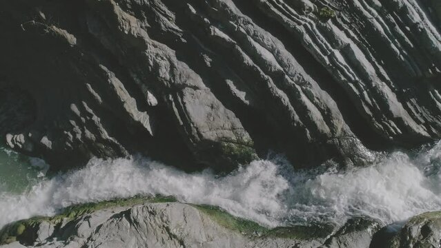 water flowing from a waterfall