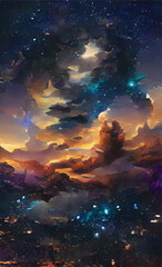 Obraz na płótnie Canvas Abstract vibrant night sky with stars