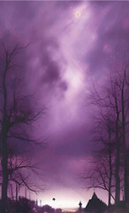 Fototapeta na wymiar Purple sky filled with stars