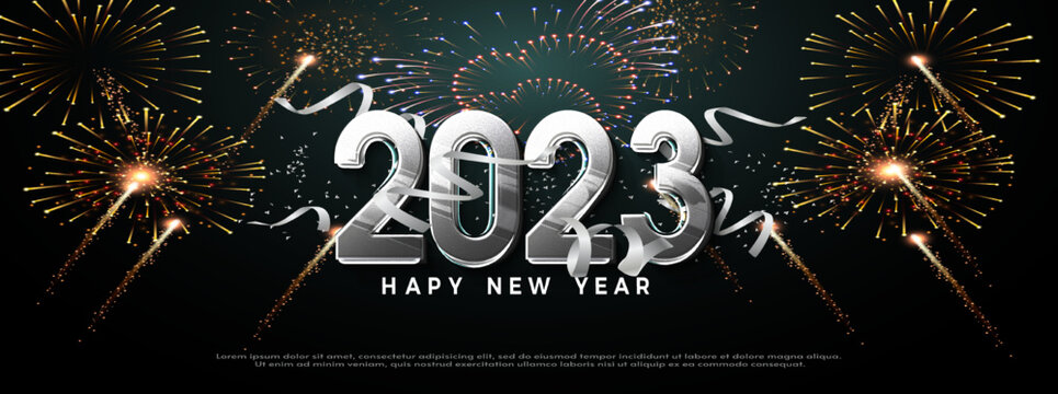 2023 new year banner poster background with style model number,