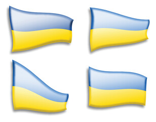 Set of Ukrainian flags from variant views on white background. Every American flag can be used separately and easily editable. - 552465465