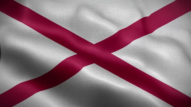 Flag of Alabama fluttering in the wind. Animation 4k