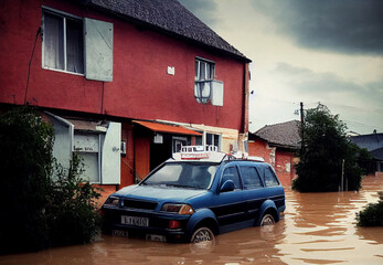 flooding houses with rising water