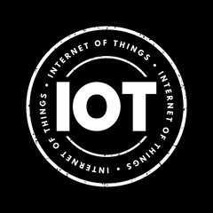 IOT Internet Of Things - physical objects that are embedded with sensors, software, and other technologies that connect and exchange data with other devices over the Internet, acronym text stamp