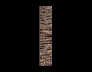 Alphabet letter I - Rustic tree bark background