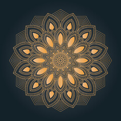 Luxury ornamental and wedding mandala design background in golden color