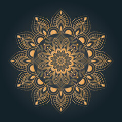 Luxury ornamental and wedding mandala design background in golden color