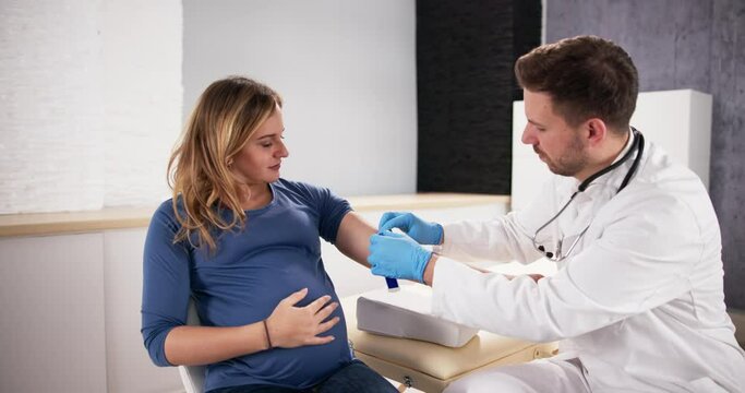 Prenatal Screening. Doctor Drawing Blood Sample
