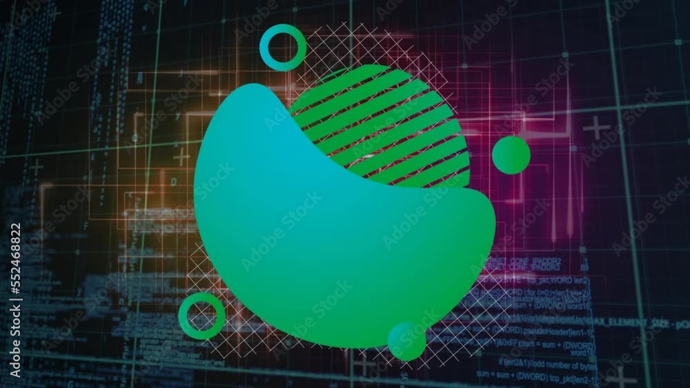 Poster animation of data processing over shapes