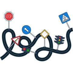 drive learn road sign illustration