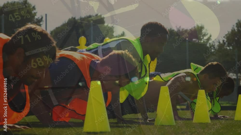 Poster animation of data processing over diverse soccer players